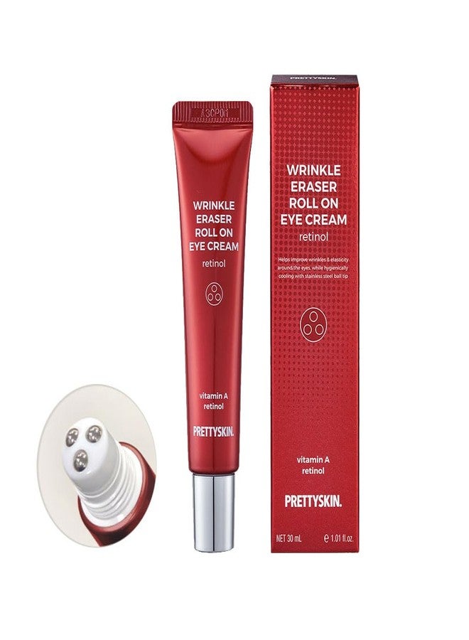 PRETTYSKIN Roll On Eye Cream with Vitamin A and Stainless Steel ball Tip- Under Eye Roller Cream for Elasticity Wrinkles Puffiness Fine Lines-Korean eye cream 30ml/1.01fl.oz. (Retinol) - Image 1